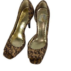 BCBGirls Shoes Pumps Heels Stiletto d'Orsay Open Toe Biege Brown Size